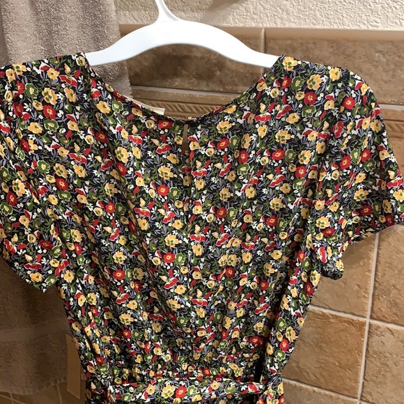 1940s Black & Multicolor Floral Print Midi Dress - Picture 13 of 13